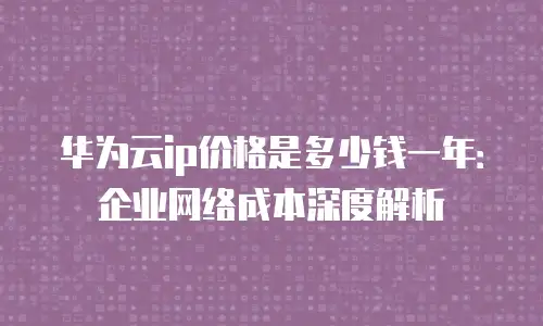 华为云ip价格是多少钱一年：企业网络成本深度解析