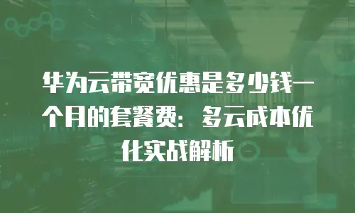 华为云带宽优惠是多少钱一个月的套餐费：多云成本优化实战解析