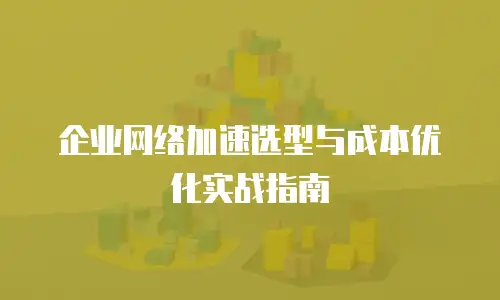 企业网络加速选型与成本优化实战指南