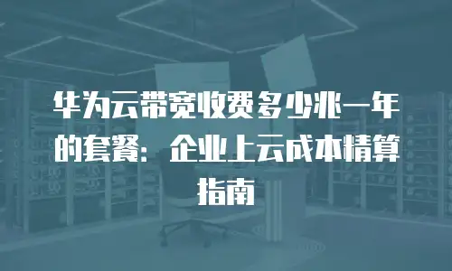 华为云带宽收费多少兆一年的套餐：企业上云成本精算指南