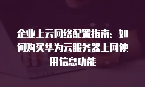 企业上云网络配置指南：如何购买华为云服务器上网使用信息功能