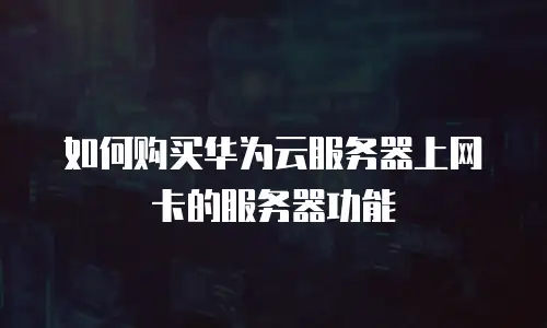 如何购买华为云服务器上网卡的服务器功能