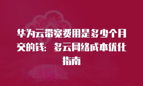 华为云带宽费用是多少个月交的钱：多云网络成本优化指南