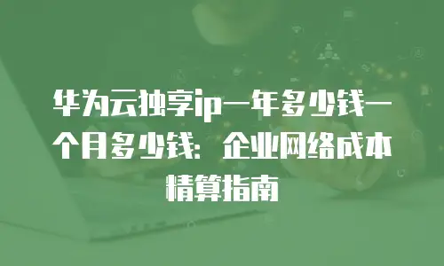 华为云独享ip一年多少钱一个月多少钱：企业网络成本精算指南