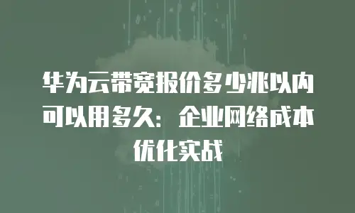 华为云带宽报价多少兆以内可以用多久：企业网络成本优化实战