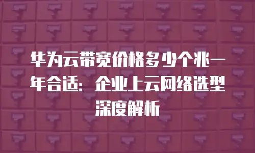 华为云带宽价格多少个兆一年合适：企业上云网络选型深度解析