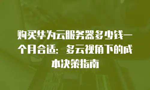 购买华为云服务器多少钱一个月合适：多云视角下的成本决策指南