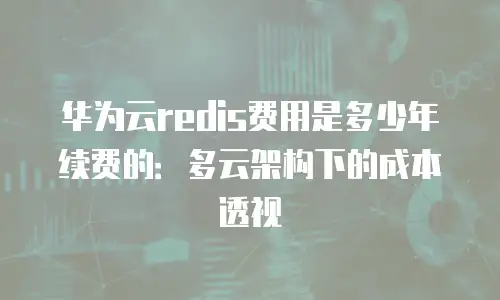 华为云redis费用是多少年续费的：多云架构下的成本透视