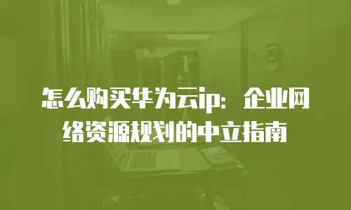 怎么购买华为云ip：企业网络资源规划的中立指南