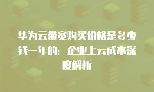 华为云带宽购买价格是多少钱一年的：企业上云成本深度解析