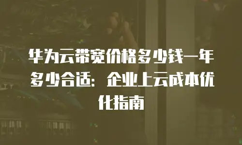 华为云带宽价格多少钱一年多少合适：企业上云成本优化指南