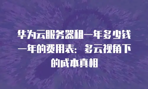 华为云服务器租一年多少钱一年的费用表：多云视角下的成本真相