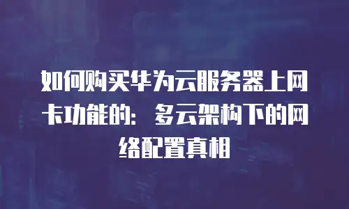 如何购买华为云服务器上网卡功能的：多云架构下的网络配置真相