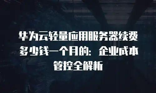 华为云轻量应用服务器续费多少钱一个月的：企业成本管控全解析