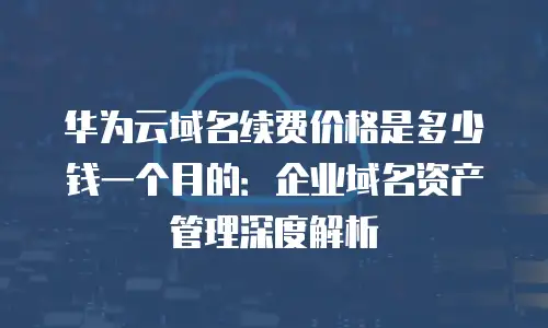 华为云域名续费价格是多少钱一个月的：企业域名资产管理深度解析