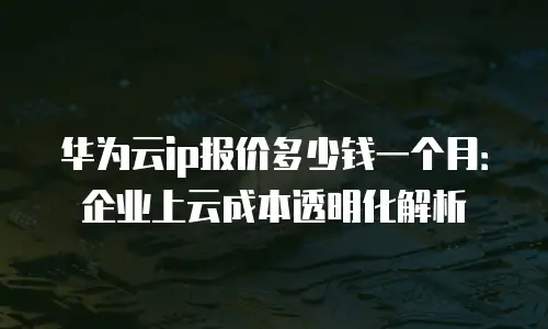 华为云ip报价多少钱一个月：企业上云成本透明化解析