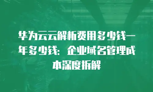 华为云云解析费用多少钱一年多少钱：企业域名管理成本深度拆解