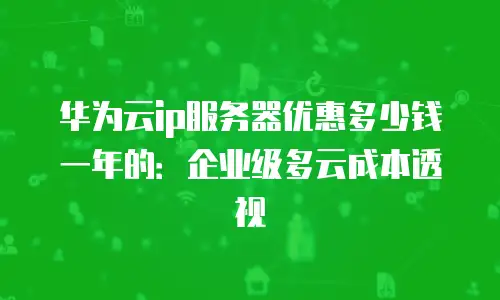 华为云ip服务器优惠多少钱一年的：企业级多云成本透视