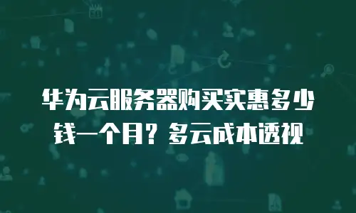 华为云服务器购买实惠多少钱一个月？多云成本透视
