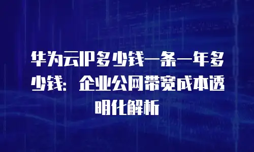 华为云IP多少钱一条一年多少钱：企业公网带宽成本透明化解析