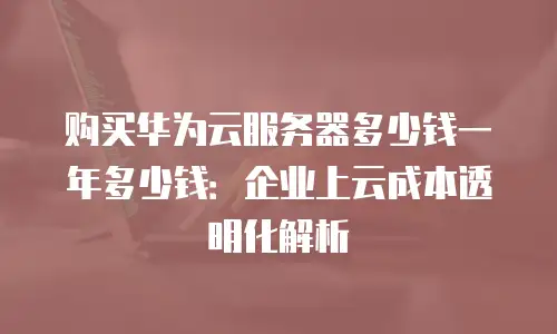 购买华为云服务器多少钱一年多少钱：企业上云成本透明化解析