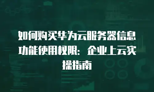 如何购买华为云服务器信息功能使用权限：企业上云实操指南