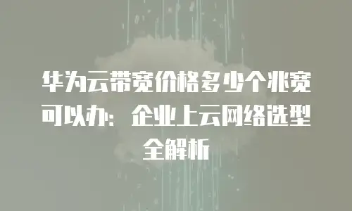 华为云带宽价格多少个兆宽可以办：企业上云网络选型全解析