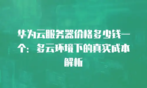 华为云服务器价格多少钱一个：多云环境下的真实成本解析