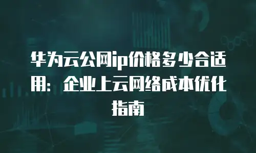 华为云公网ip价格多少合适用：企业上云网络成本优化指南