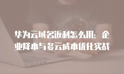 华为云域名返利怎么用：企业降本与多云成本优化实战