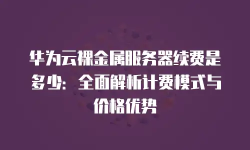 华为云裸金属服务器续费是多少：全面解析计费模式与价格优势