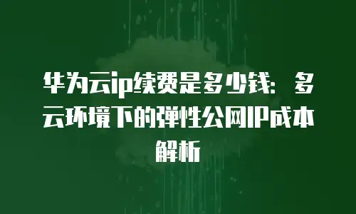 华为云ip续费是多少钱：多云环境下的弹性公网IP成本解析
