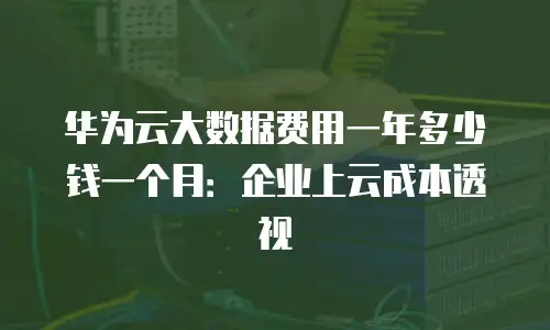 华为云大数据费用一年多少钱一个月：企业上云成本透视