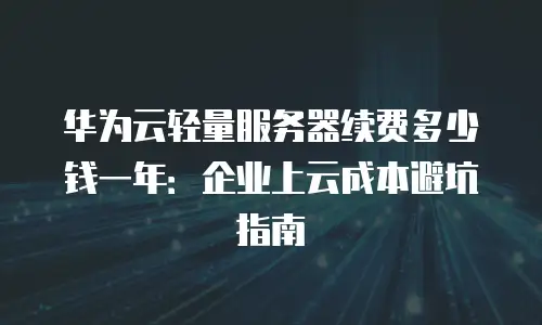 华为云轻量服务器续费多少钱一年：企业上云成本避坑指南