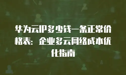 华为云IP多少钱一条正常价格表：企业多云网络成本优化指南