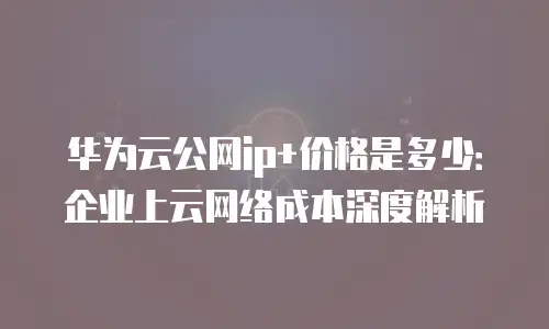 华为云公网ip+价格是多少：企业上云网络成本深度解析