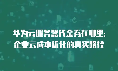 华为云服务器代金券在哪里：企业云成本优化的真实路径