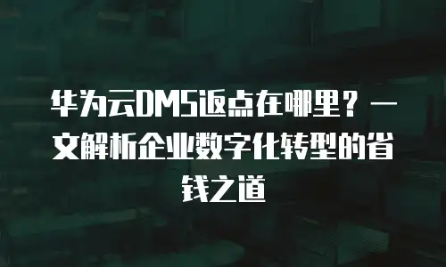 华为云DMS返点在哪里？一文解析企业数字化转型的省钱之道
