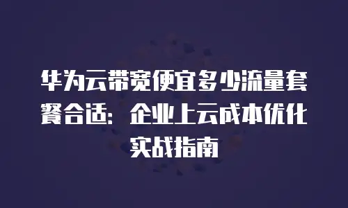华为云带宽便宜多少流量套餐合适：企业上云成本优化实战指南