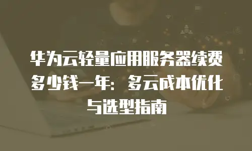 华为云轻量应用服务器续费多少钱一年：多云成本优化与选型指南
