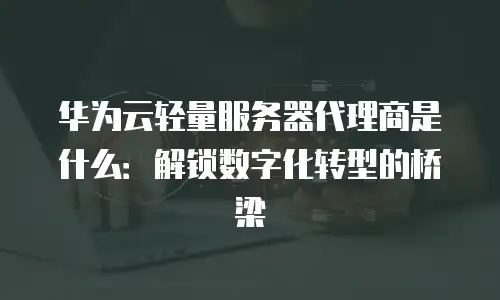 华为云轻量服务器代理商是什么：解锁数字化转型的桥梁