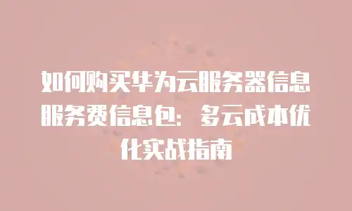 如何购买华为云服务器信息服务费信息包：多云成本优化实战指南