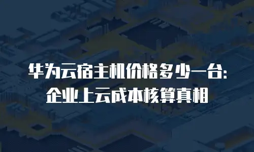 华为云宿主机价格多少一台：企业上云成本核算真相