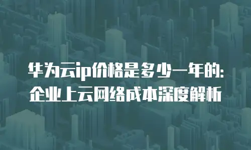 华为云ip价格是多少一年的：企业上云网络成本深度解析