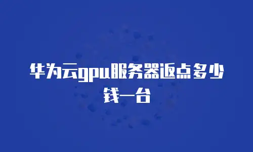 华为云gpu服务器返点多少钱一台