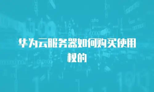 华为云服务器如何购买使用权的