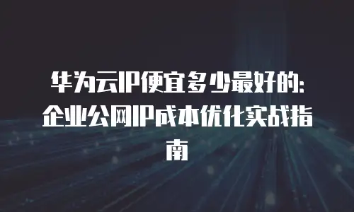 华为云IP便宜多少最好的：企业公网IP成本优化实战指南