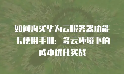 如何购买华为云服务器功能卡使用手册：多云环境下的成本优化实战