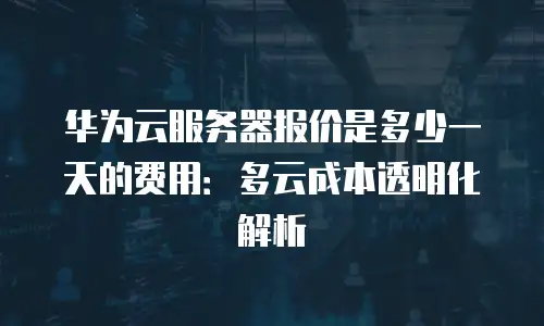 华为云服务器报价是多少一天的费用：多云成本透明化解析