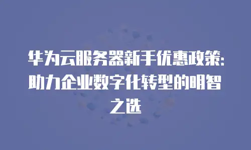 华为云服务器新手优惠政策：助力企业数字化转型的明智之选